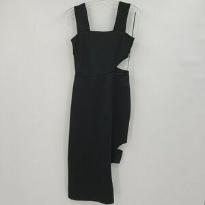 Topshop Wide Strap Cutout Black Midi Dress